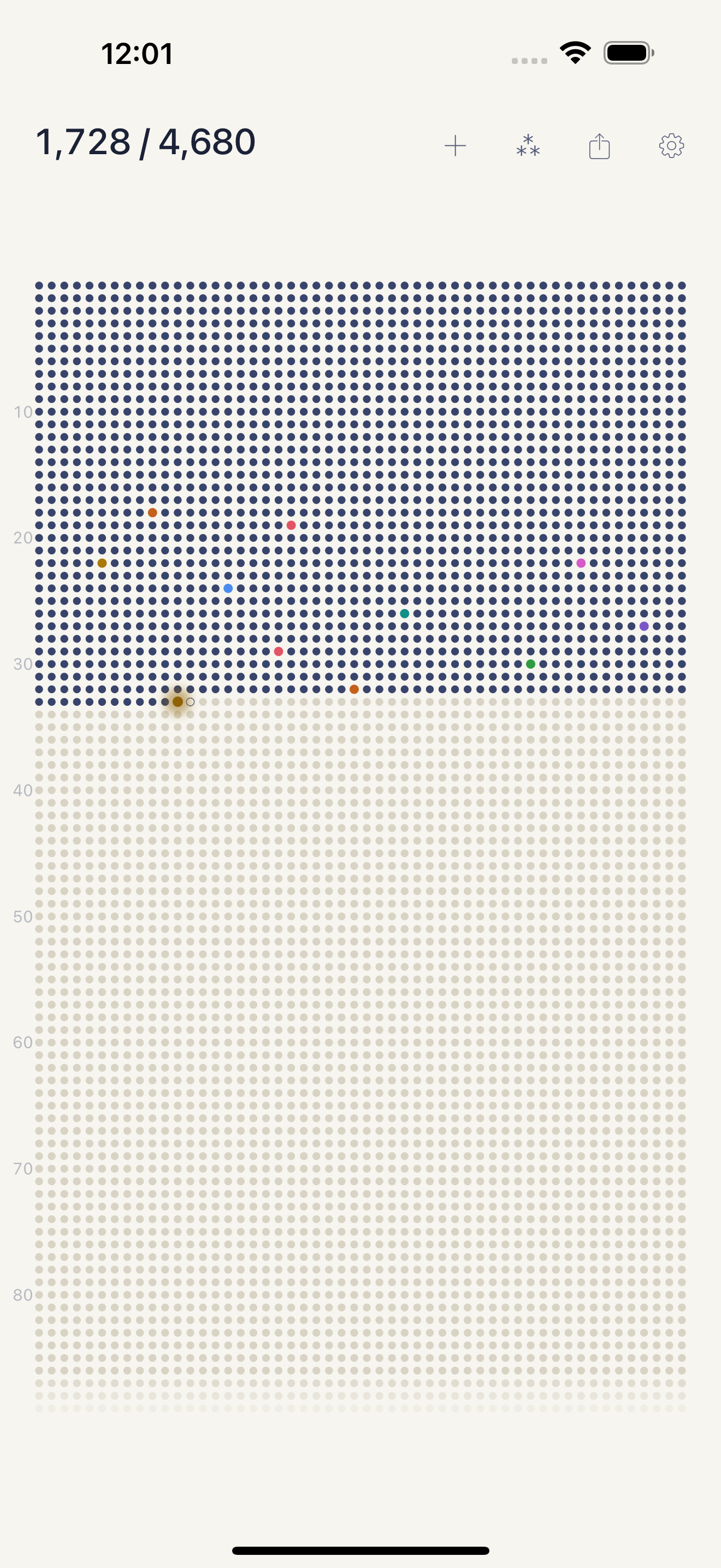 The same life grid in the paper-and-ink light mode